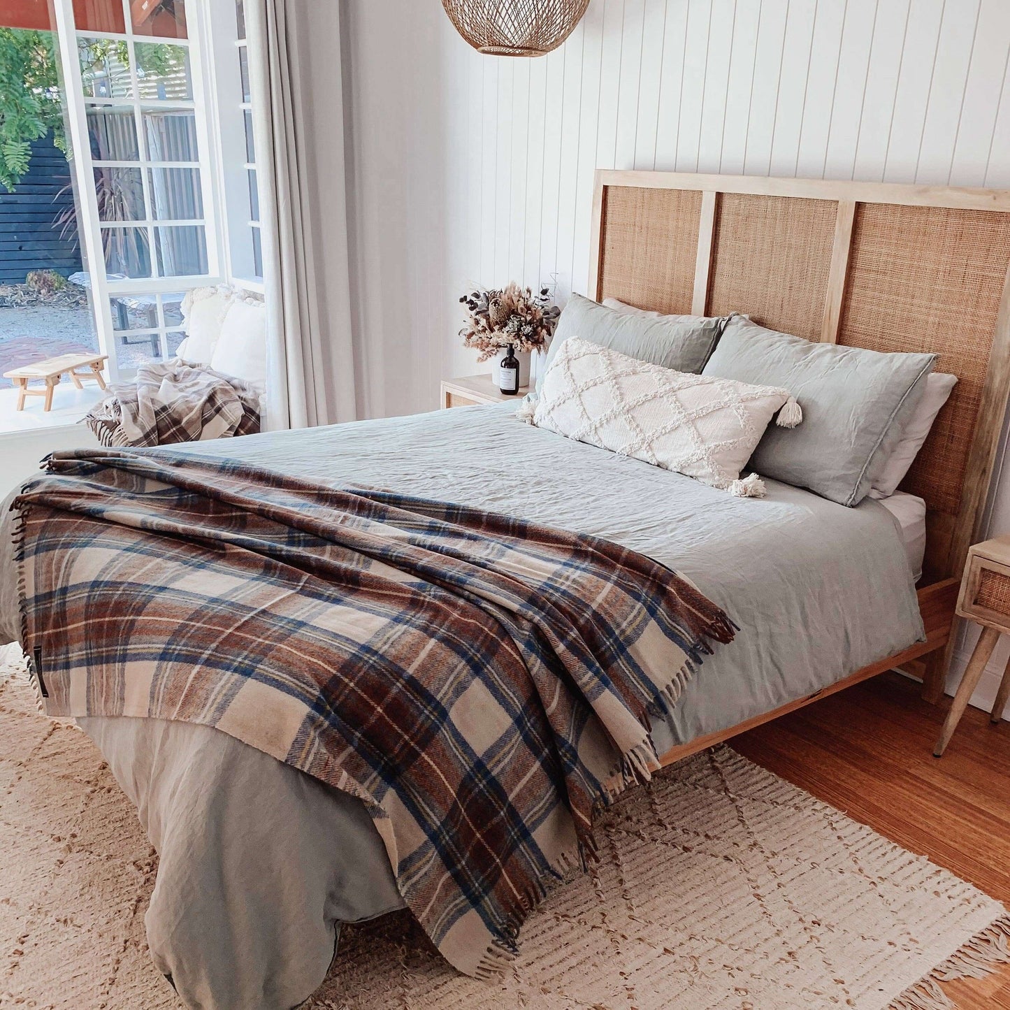 Stewart Muted Blue - Recycled Wool Blend Scottish Tartan Blanket