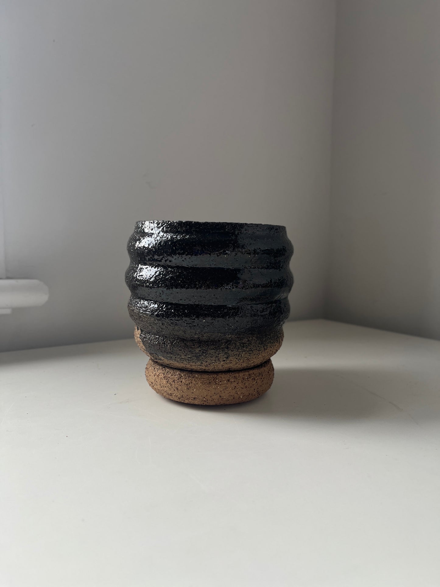 Blue Midnight Ribbed Planter by TONiC Ceramics