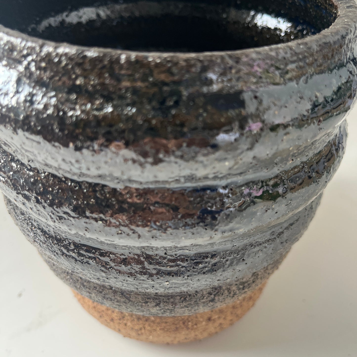 Blue Midnight Ribbed Planter by TONiC Ceramics