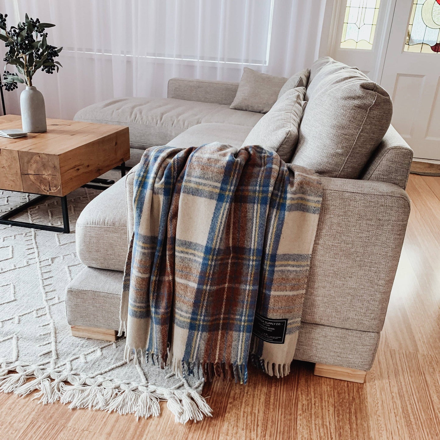 Stewart Muted Blue - Recycled Wool Blend Scottish Tartan Blanket