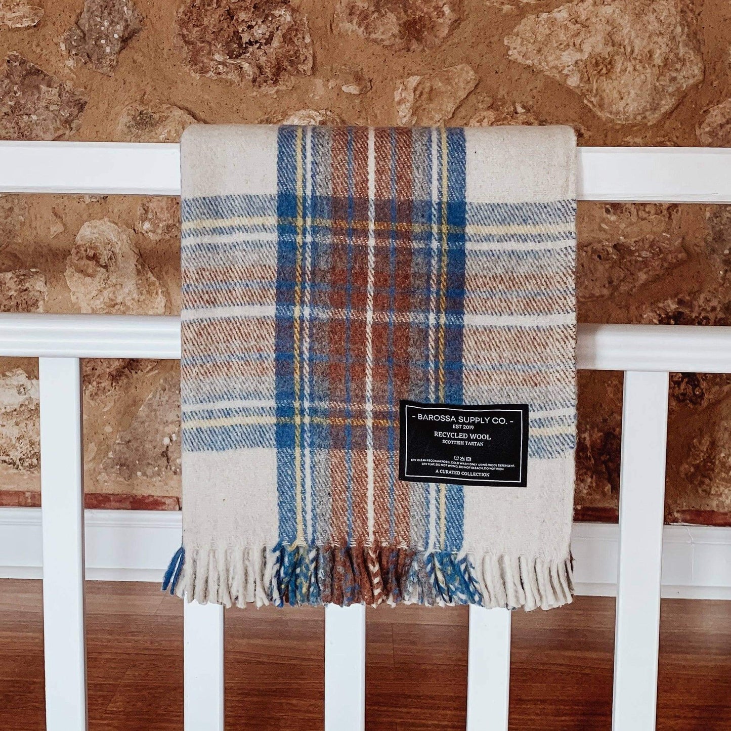 Stewart Muted Blue - Recycled Wool Blend Scottish Tartan Blanket
