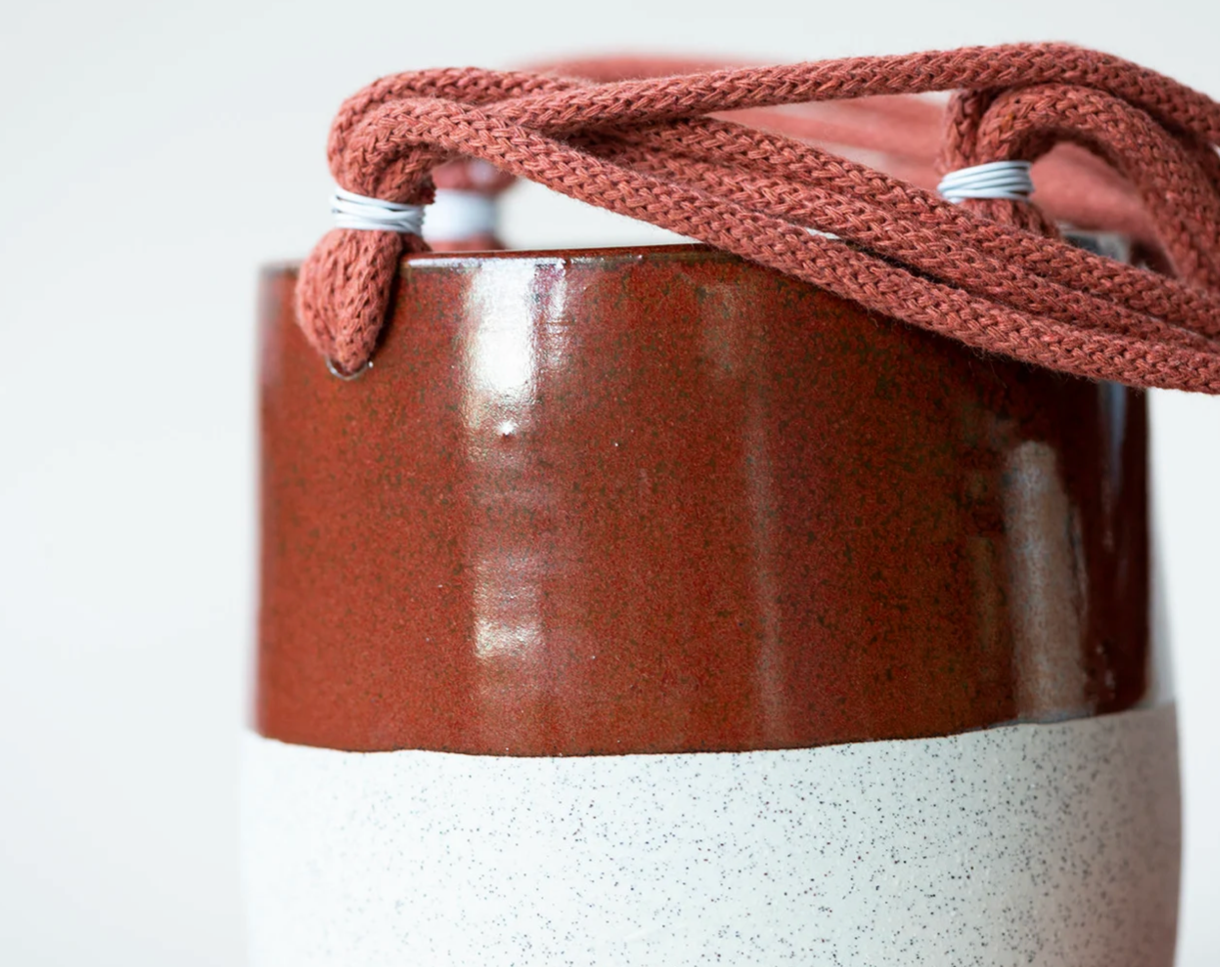 Vivid Tones Pod Pot with Macrame Plant Hanger - various colours