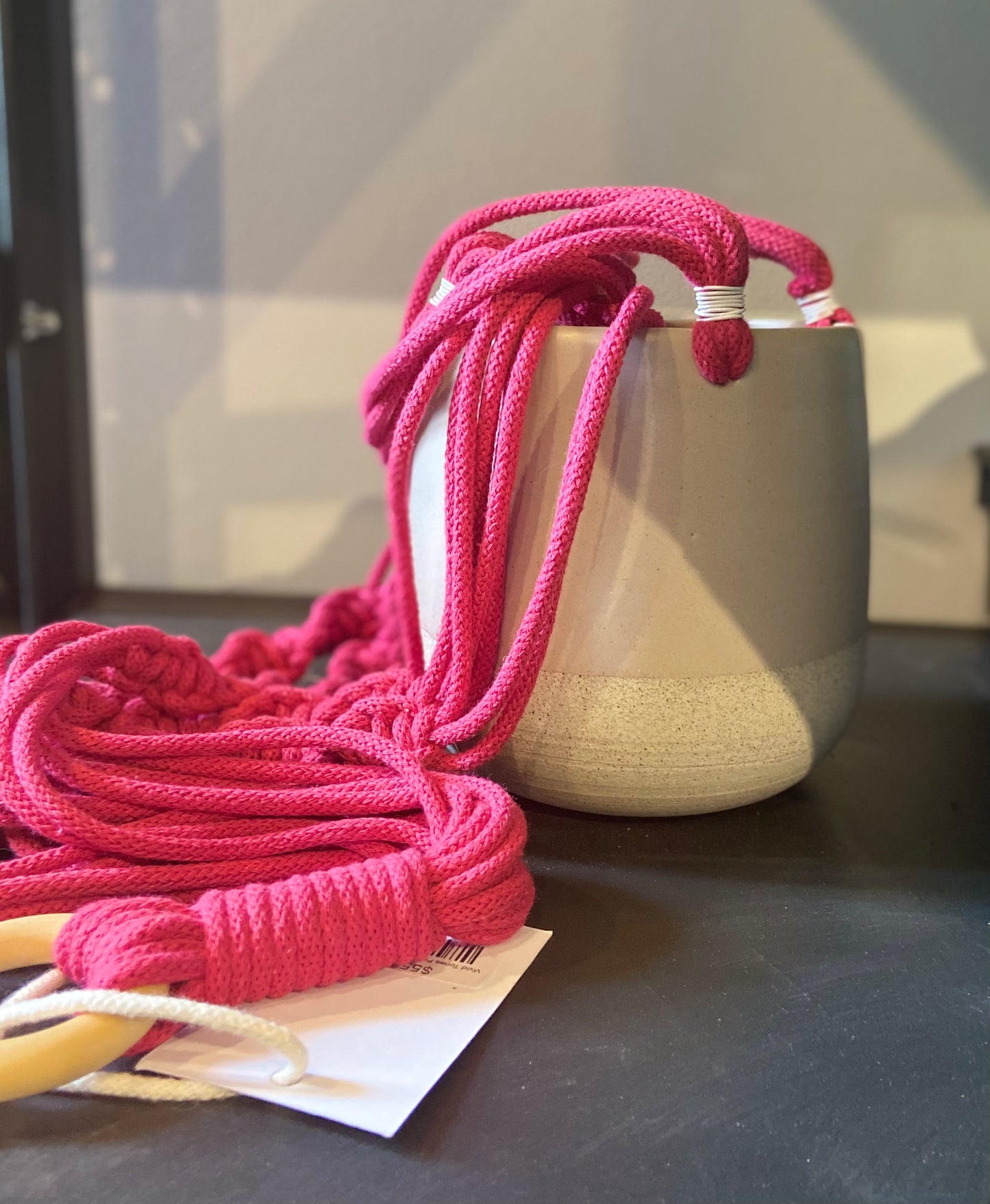 Vivid Tones Pod Pot with Macrame Plant Hanger - various colours