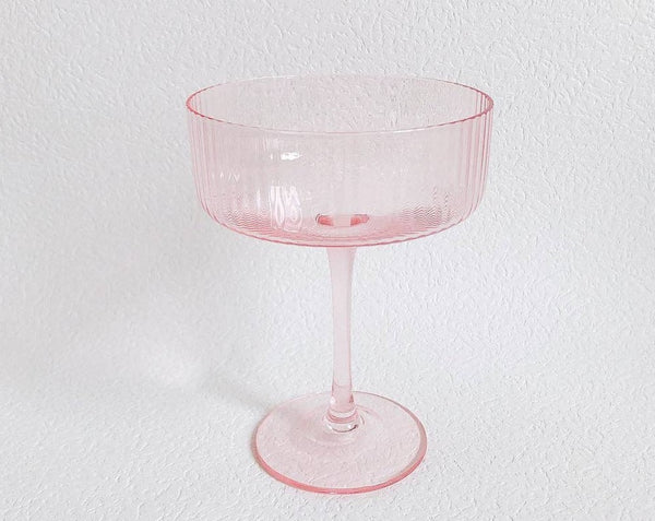 Pink Ribbed Champagne Glass (set of Two)