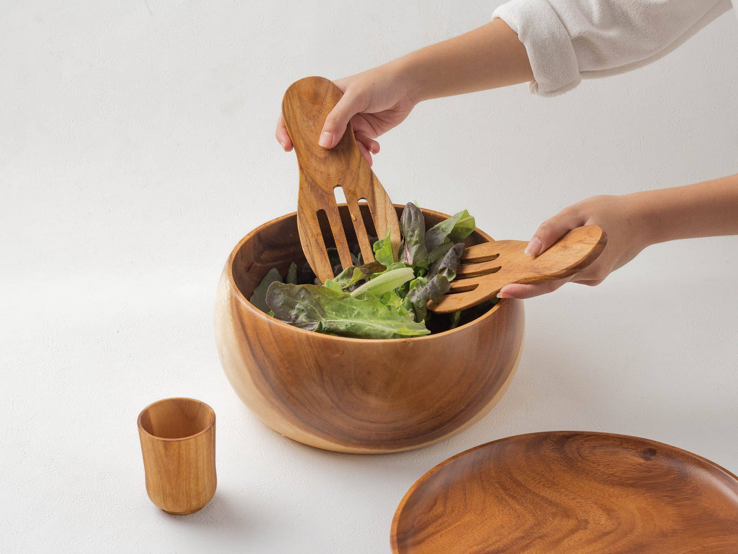 Suar Large Wooden Buddha Bowl + server