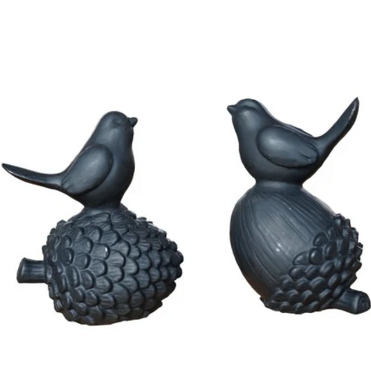 Birds on Acorn & Nut Cast Black