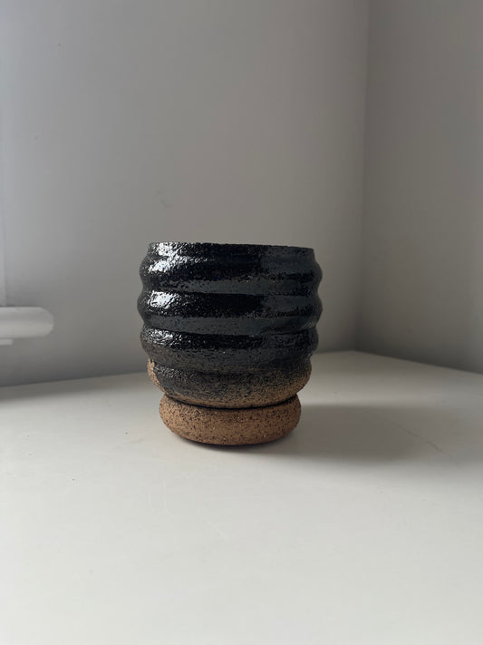 Blue Midnight Ribbed Planter by TONiC Ceramics