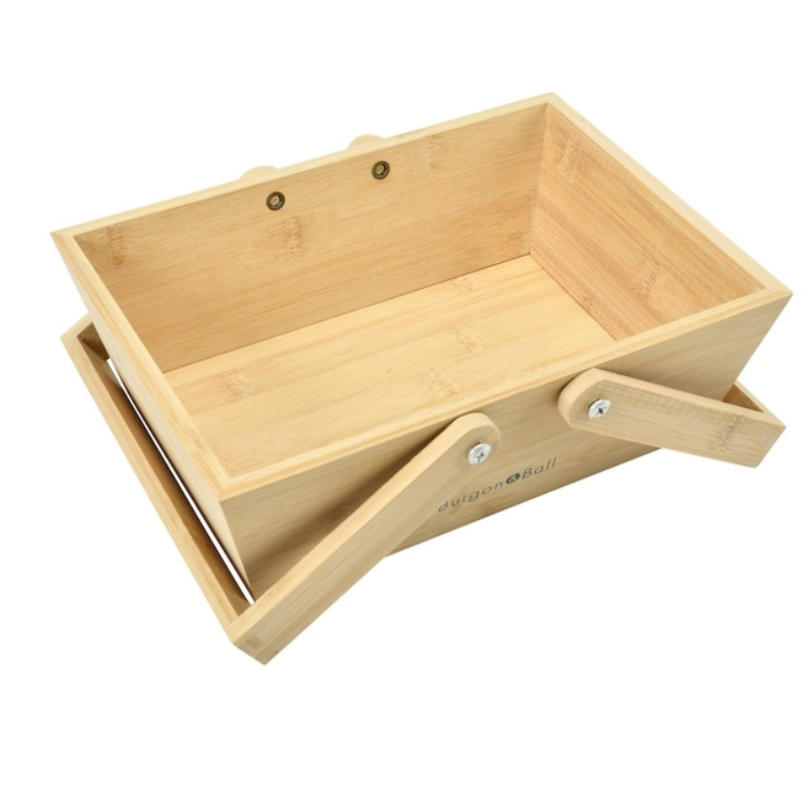 Wooden garden basket on a white background