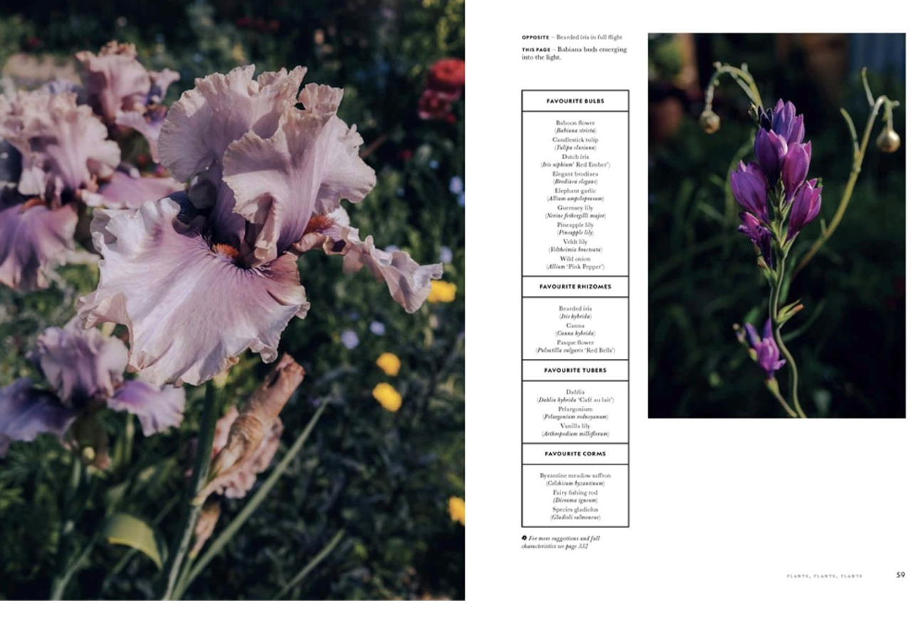 Floral images with text on a magazine or book page layout
