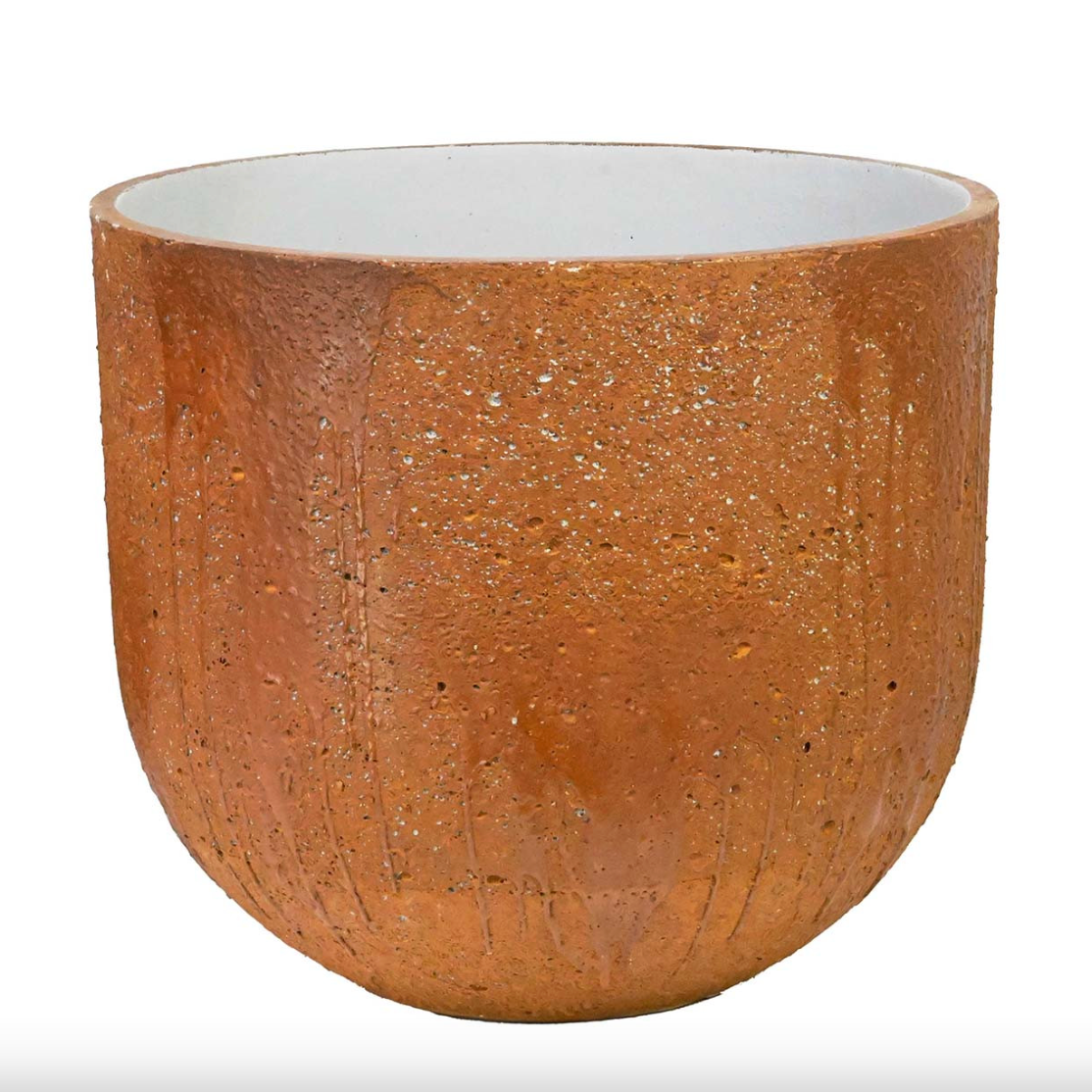 Brown textured pot on a white background