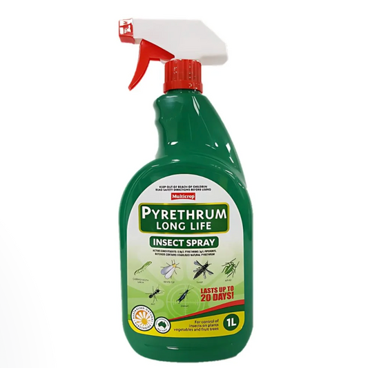 Green insect spray bottle with red nozzle on a white background