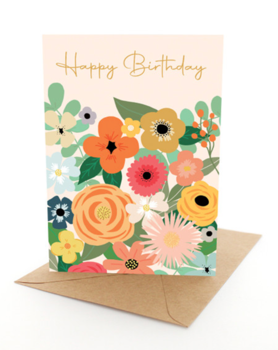 Greeting card - Happy Birthday Peachy Floral