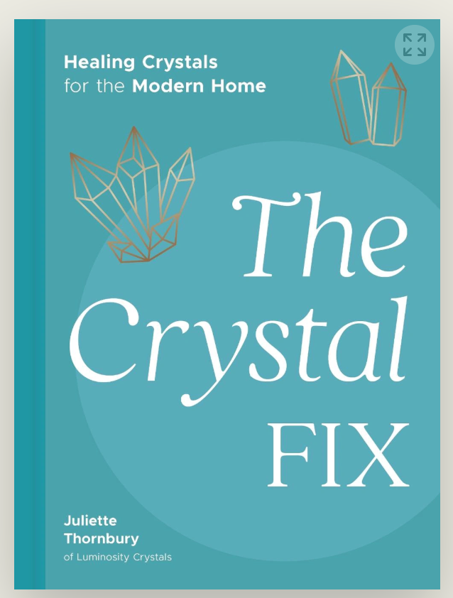 Book cover of 'The Crystal Fix' with crystal graphics on a teal background