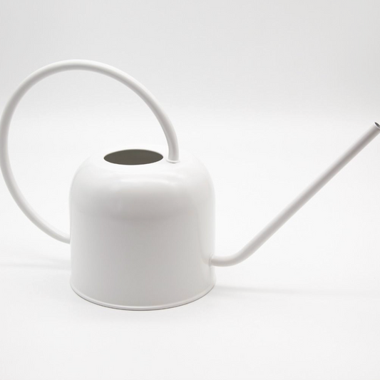 White watering can on a white background