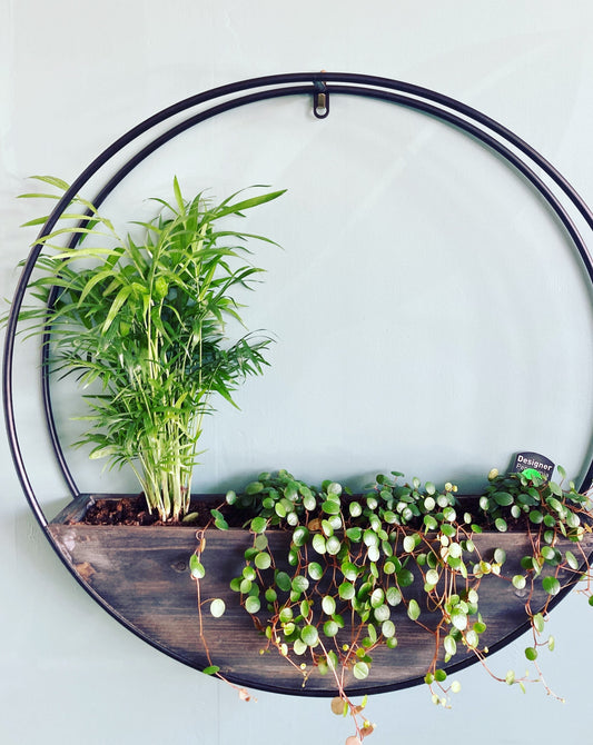 Round wood wall planter